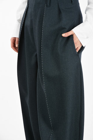 MM0 HIGH WAIST DOUBLE PLEATS PALAZZO PANTS