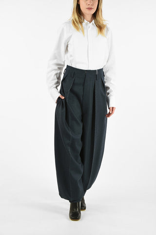 MM0 HIGH WAIST DOUBLE PLEATS PALAZZO PANTS