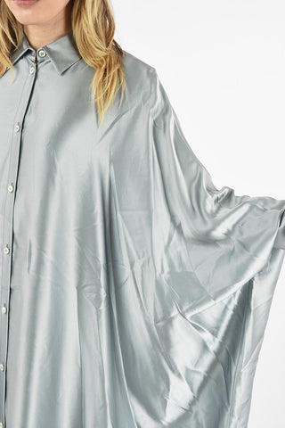 MM1 SATIN FLARED ASYMMETRICAL SHIRTDRESS