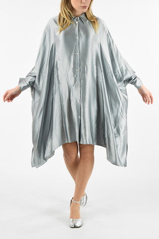 MM1 SATIN FLARED ASYMMETRICAL SHIRTDRESS