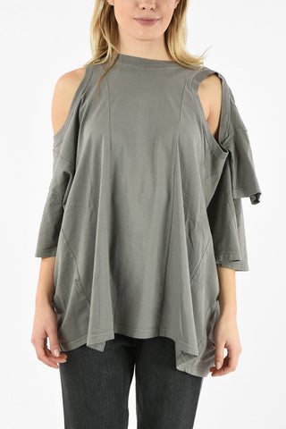 MM1 DECORTIQUE COTTON COLD-SHOULDER FLARED T-SHIRT
