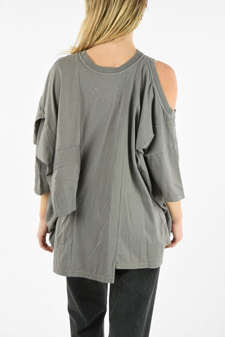 MM1 DECORTIQUE COTTON COLD-SHOULDER FLARED T-SHIRT