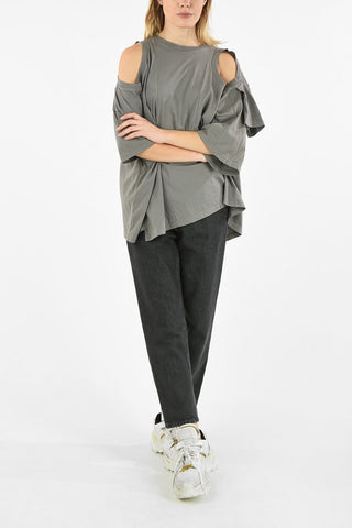MM1 DECORTIQUE COTTON COLD-SHOULDER FLARED T-SHIRT