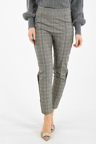 district check side-zip fastening piping pants