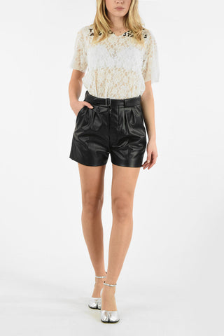 MM0 FAUX LEATHER SHORTS WITH BELT