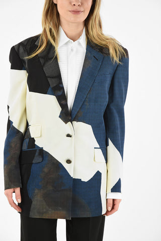 MM0 Asymmetric Print Oversized Blazer