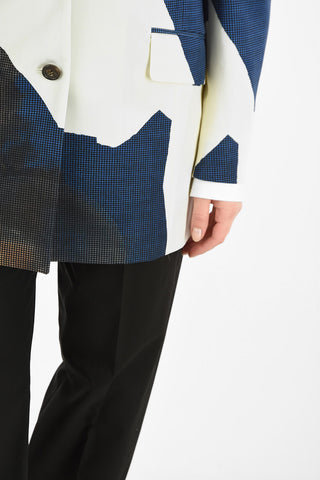 MM0 Asymmetric Print Oversized Blazer