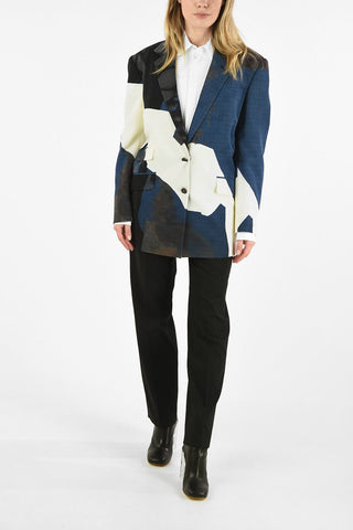 MM0 Asymmetric Print Oversized Blazer