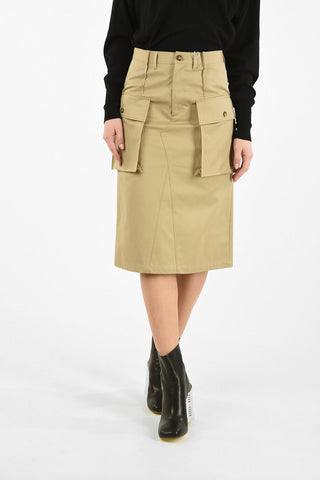 MM1 HIGH-WAIST KNEE-LENGHT SKIRT WITH BIG PATCH SIDE POCKETS