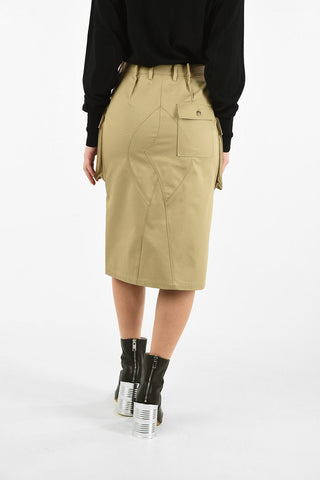 MM1 HIGH-WAIST KNEE-LENGHT SKIRT WITH BIG PATCH SIDE POCKETS