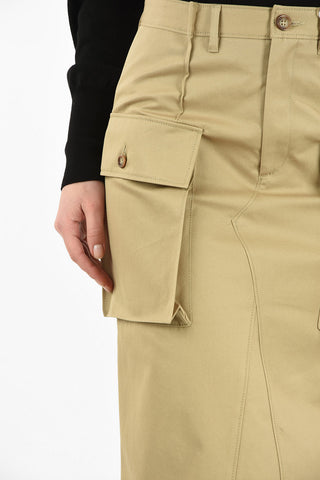 MM1 HIGH-WAIST KNEE-LENGHT SKIRT WITH BIG PATCH SIDE POCKETS
