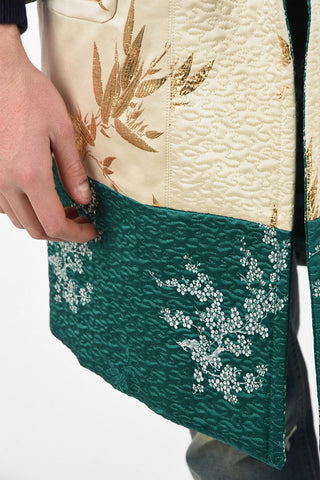 Embroidered Jacquard Coat with Frog