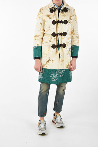 Embroidered Jacquard Coat with Frog