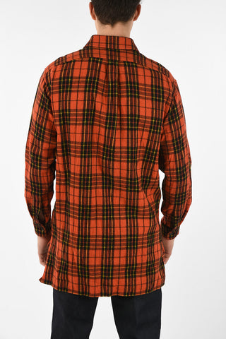 Wool Logo Embroidered Tartan Shirt