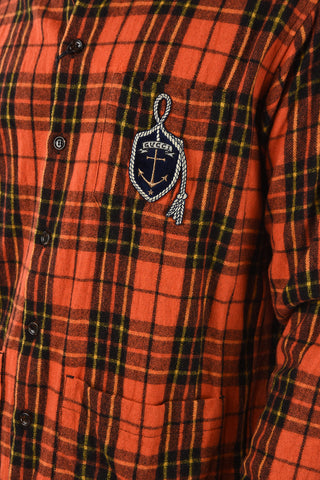 Wool Logo Embroidered Tartan Shirt