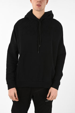 Cotton Oversized EMBOSSED WINGS Hoodie with Patch Pocket