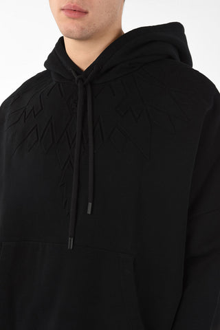 Cotton Oversized EMBOSSED WINGS Hoodie with Patch Pocket