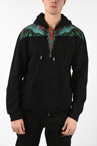 Felpa GREEN WINGS in Cotone con Cappuccio e Chiusura Zip