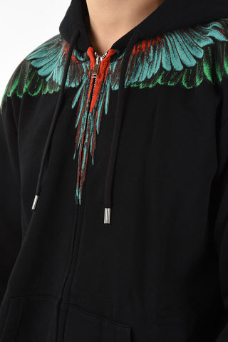 Felpa GREEN WINGS in Cotone con Cappuccio e Chiusura Zip