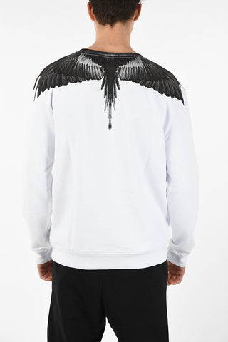 Cotton Printed BLACK WINGS Crew-Neck Sweatshirt 