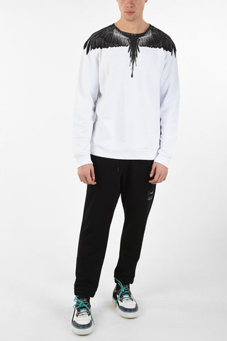 Cotton Printed BLACK WINGS Crew-Neck Sweatshirt 