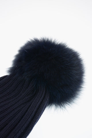 Beanie with real fur pom pon