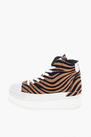 Animal Printed Platfrom High Top Sneakers