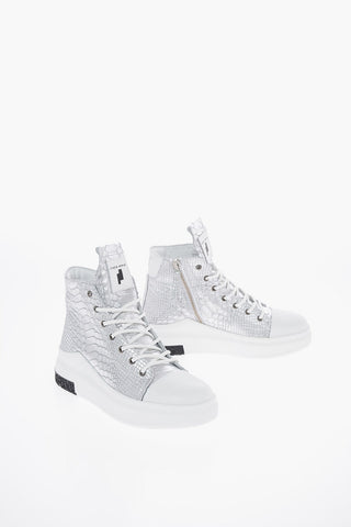 Croco Printed Metallic Leather ARAIA High Top Sneakers