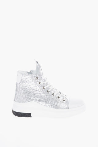 Croco Printed Metallic Leather ARAIA High Top Sneakers