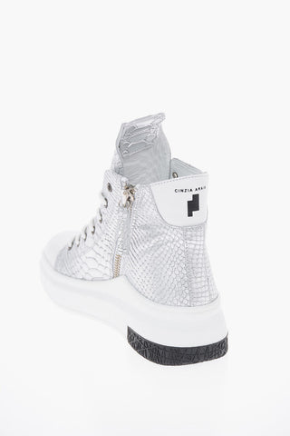 Croco Printed Metallic Leather ARAIA High Top Sneakers