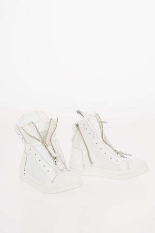 Fabric SKIN High Top Sneakers with Leather Trimmings