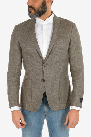 ZZEGNA Linen and Wool 2 Button Blazer with Notch Lapels