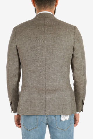 ZZEGNA Linen and Wool 2 Button Blazer with Notch Lapels