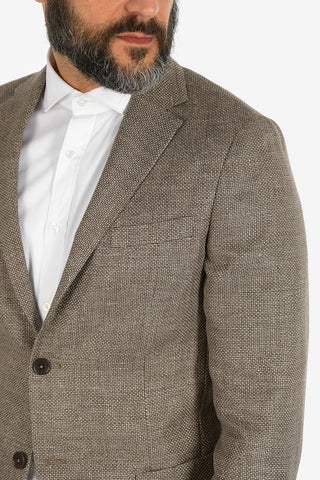 ZZEGNA Linen and Wool 2 Button Blazer with Notch Lapels