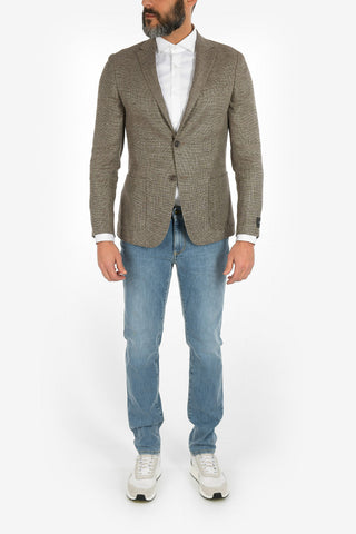 ZZEGNA Linen and Wool 2 Button Blazer with Notch Lapels
