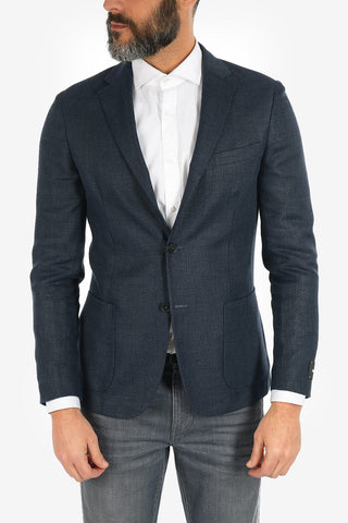ZZEGNA Pin Check Two Button Notch Lapel Blazer