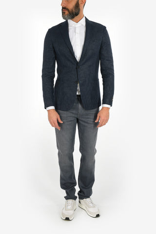 ZZEGNA Pin Check Two Button Notch Lapel Blazer