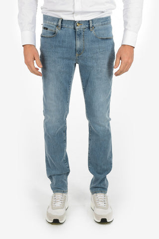 ZZEGNA Stretch Cotton Skinny Fit Jeans with Belt Loops 16 cm