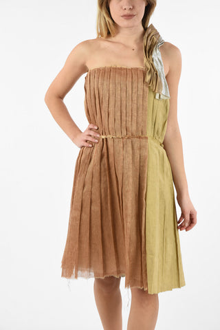Mini Dress in Lino a Balze