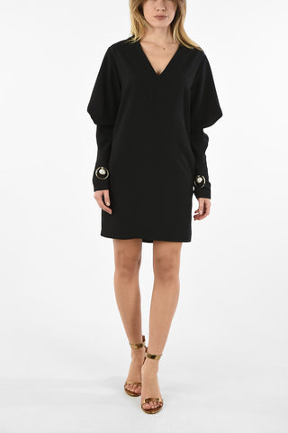 Long Sleeve Mini Dress With Jewel Application and Jetted Pockets