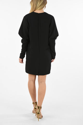 Long Sleeve Mini Dress With Jewel Application and Jetted Pockets