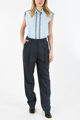 MM4 High waist striped double pleats palazzo pants