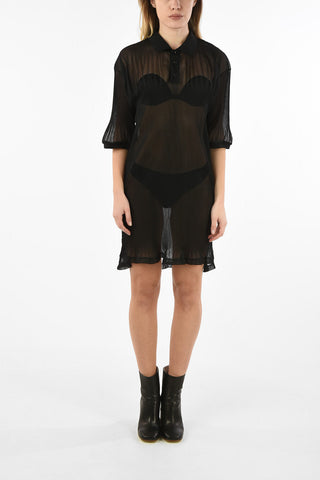 MM0 Ribbed Sheer Polo Dress