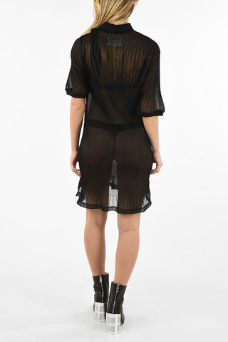 MM0 Ribbed Sheer Polo Dress
