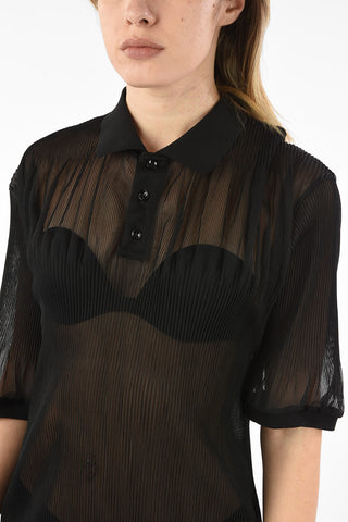 MM0 Ribbed Sheer Polo Dress