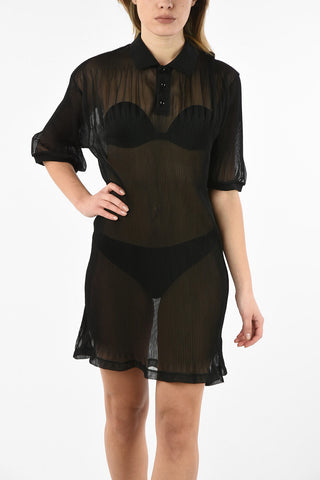 MM0 Ribbed Sheer Polo Dress