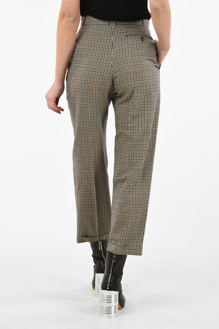 MM0 high waist Shepherd's double pleats capri pants