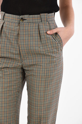 MM0 high waist Shepherd's double pleats capri pants