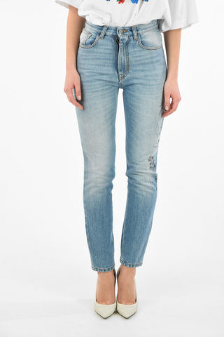 Embroidered High Waist Jeans