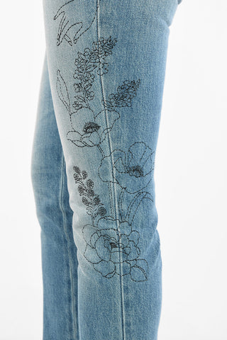 Embroidered High Waist Jeans